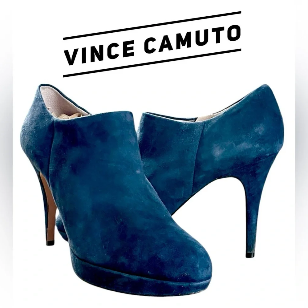 Vince Camuto Royal Navy Suede Stiletto Bootie Size 10 EUC